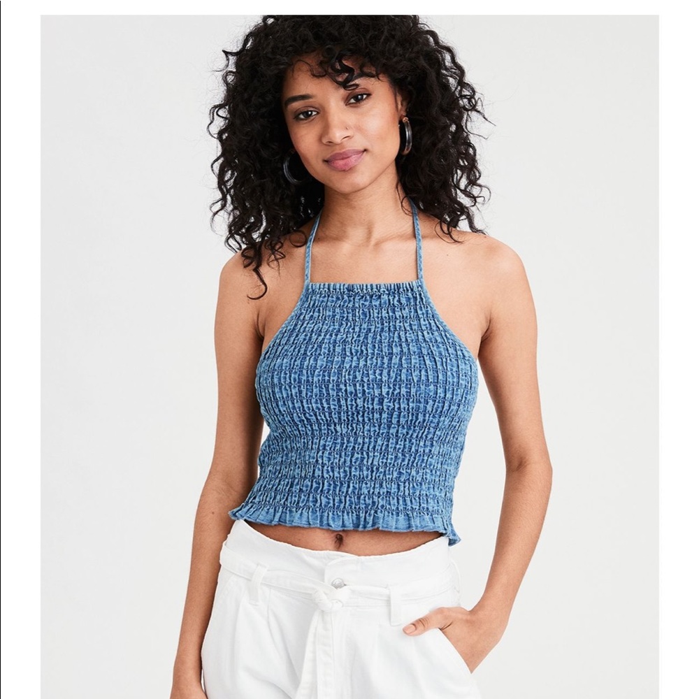 NWT American Eagle Smocked Tencel Halter Top